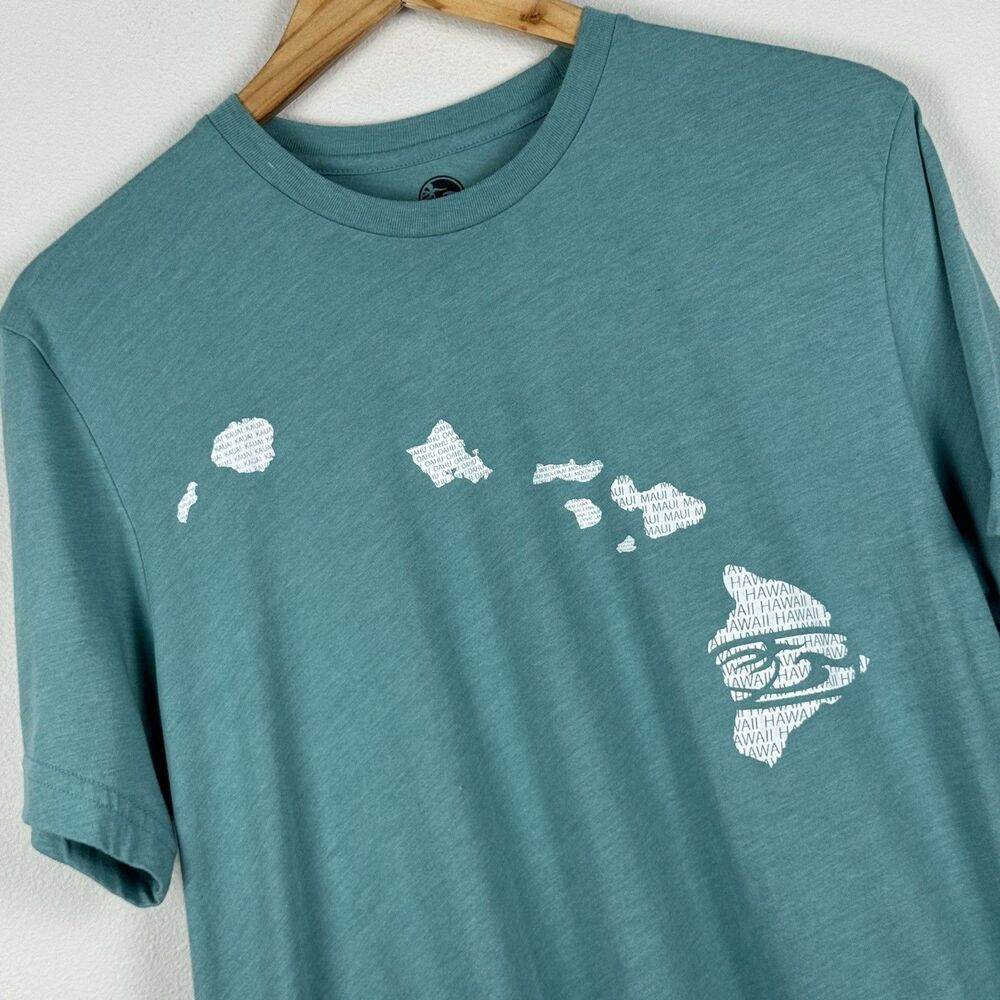 Honolua Surf Co Mens Hawaii Islands Graphic T-Shirt Green Teal Size Large